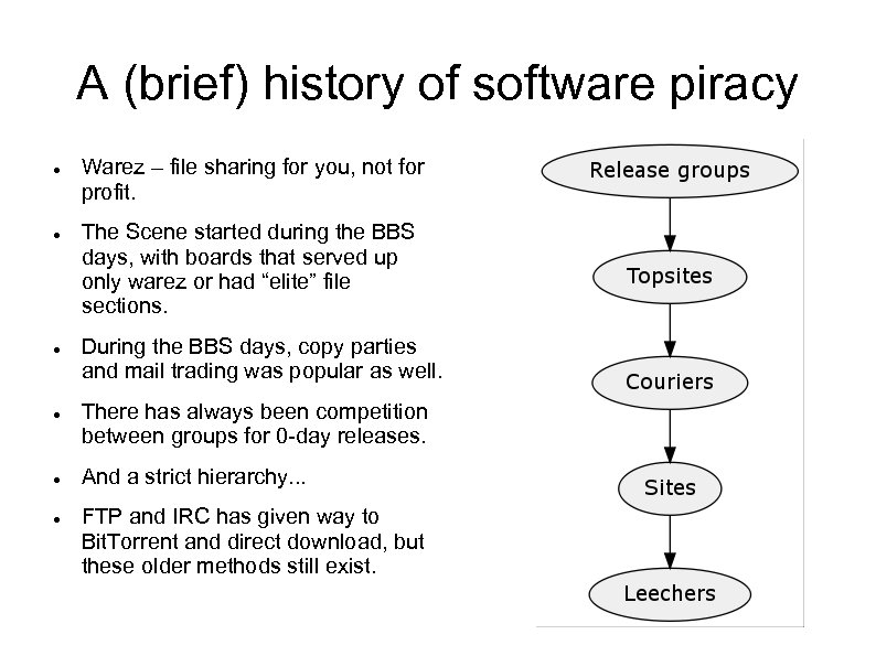 A (brief) history of software piracy Warez – file sharing for you, not for