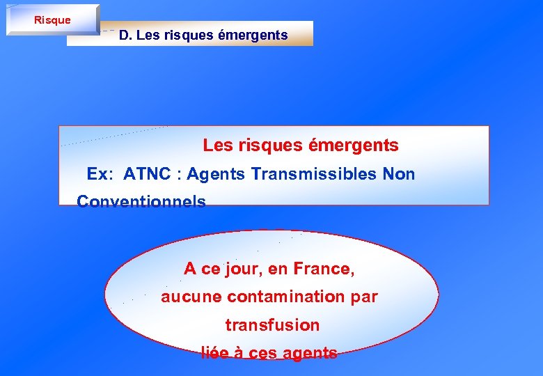 Risque D. Les risques émergents Les risques émergents Ex: ATNC : Agents Transmissibles Non