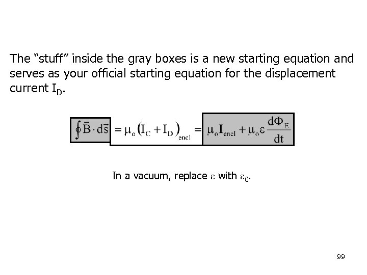 The “stuff” inside the gray boxes is a new starting equation and serves as