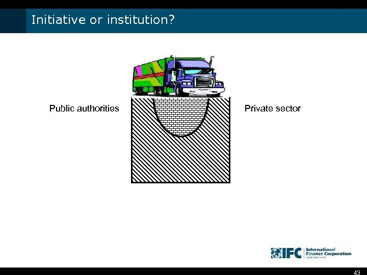 Initiative or institution? Public authorities Private sector 43 