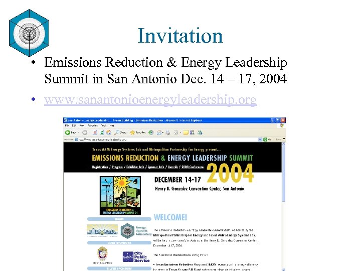 Invitation • Emissions Reduction & Energy Leadership Summit in San Antonio Dec. 14 –