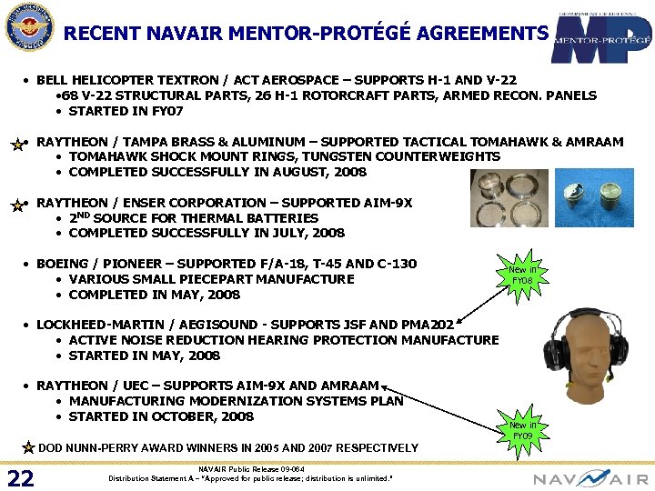 RECENT NAVAIR MENTOR-PROTÉGÉ AGREEMENTS • BELL HELICOPTER TEXTRON / ACT AEROSPACE – SUPPORTS H-1