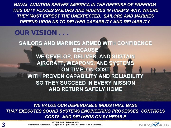 NAVAL AVIATION SERVES AMERICA IN THE DEFENSE OF FREEDOM. THIS DUTY PLACES SAILORS AND