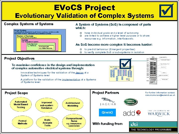 EVo. CS Project Evolutionary Validation of Complex Systems of Systems A System of Systems
