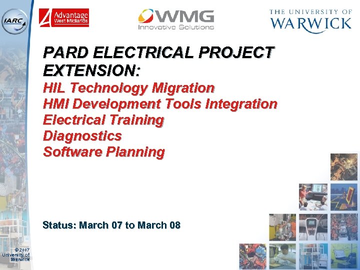 PARD ELECTRICAL PROJECT EXTENSION: HIL Technology Migration HMI Development Tools Integration Electrical Training Diagnostics