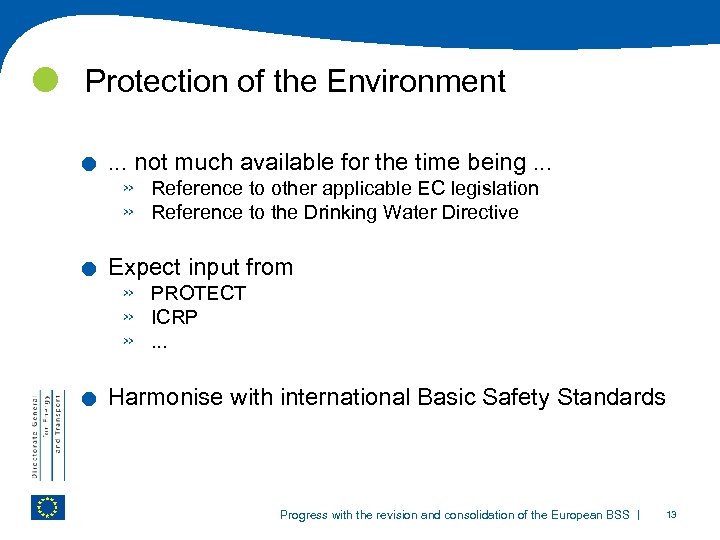  Protection of the Environment . . . not much available for the time