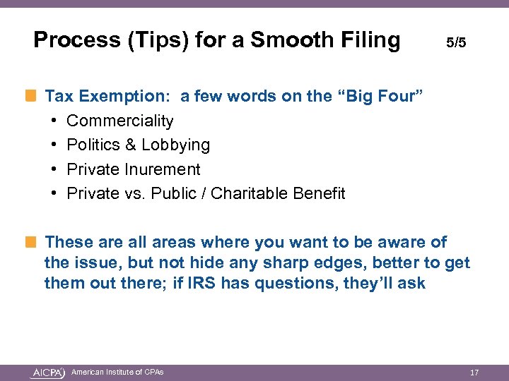 Process (Tips) for a Smooth Filing 5/5 Tax Exemption: a few words on the