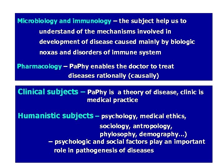 Microbiology and immunology – the subject help us to understand of the mechanisms involved