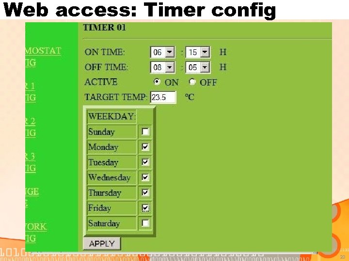 Web access: Timer config 23 