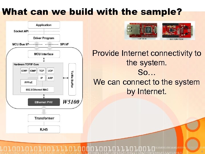 What can we build with the sample? Provide Internet connectivity to the system. So…