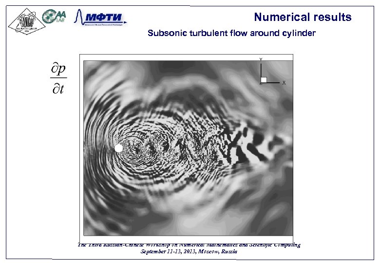 Numerical results Subsonic turbulent flow around cylinder The Third Russian-Chinese Workshop on Numerical Mathematics