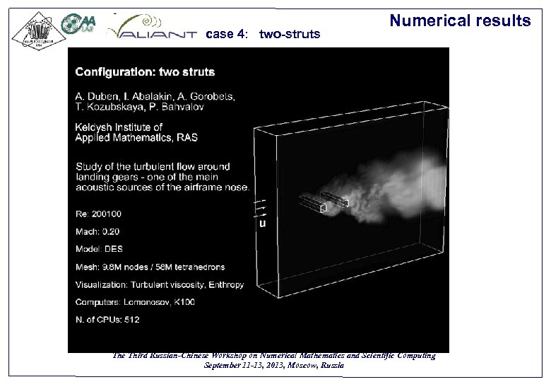 case 4: two-struts Numerical results Вид сверху Вид сбоку The Third Russian-Chinese Workshop on