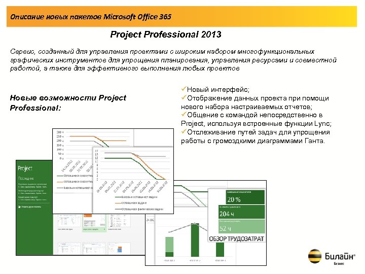 Описание новых пакетов Microsoft Office 365 Project Professional 2013 Сервис, созданный для управления проектами