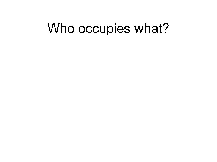 Who occupies what? 