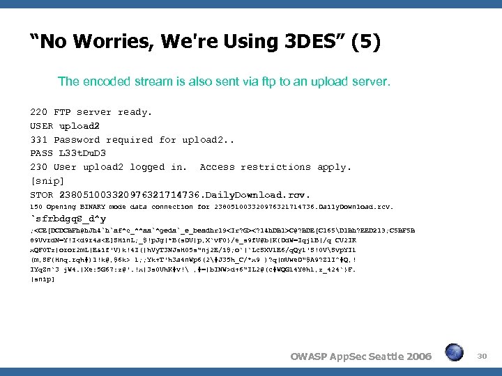 “No Worries, We're Using 3 DES” (5) The encoded stream is also sent via