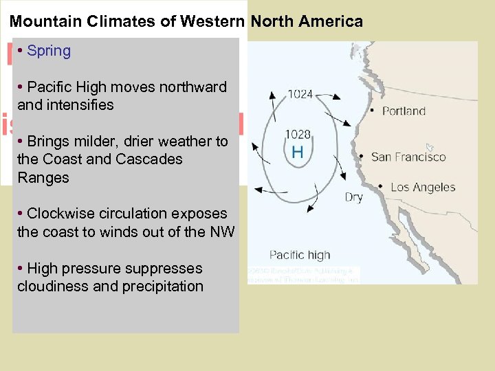 Mountain Climates of Western North America • Spring • Pacific High moves northward and