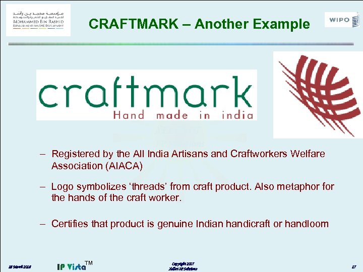 CRAFTMARK – Another Example – Registered by the All India Artisans and Craftworkers Welfare