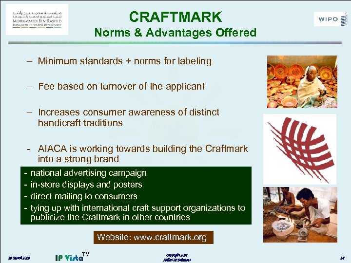 CRAFTMARK Norms & Advantages Offered – Minimum standards + norms for labeling – Fee