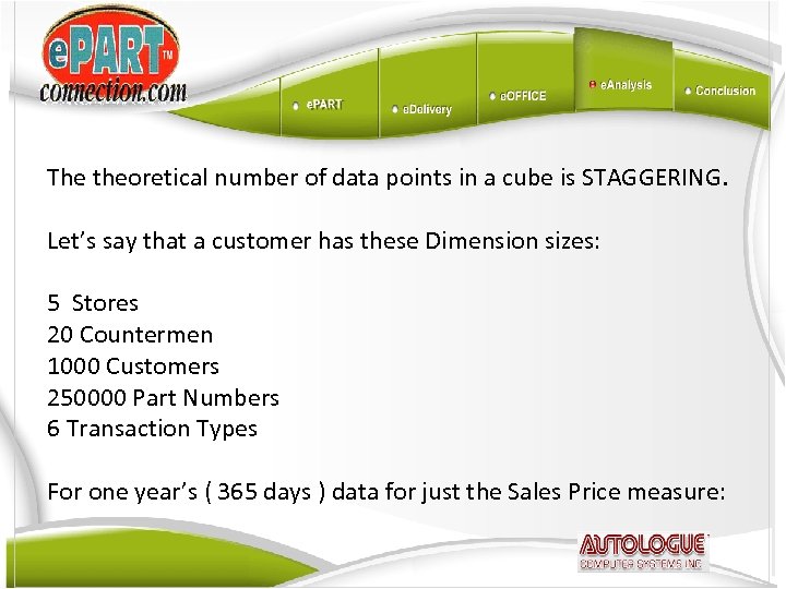 The theoretical number of data points in a cube is STAGGERING. Let’s say that