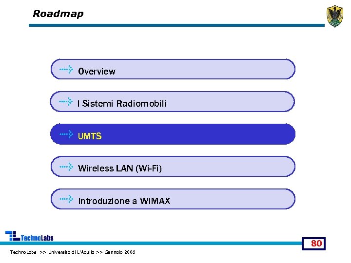 Roadmap Overview I Sistemi Radiomobili UMTS Wireless LAN (Wi-Fi) Introduzione a Wi. MAX 80