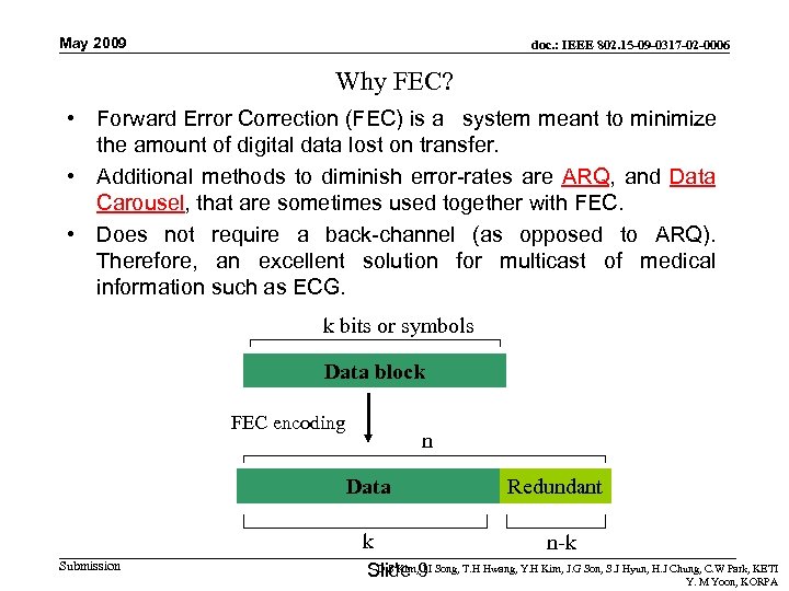 May 2009 doc. : IEEE 802. 15 -09 -0317 -02 -0006 Why FEC? •