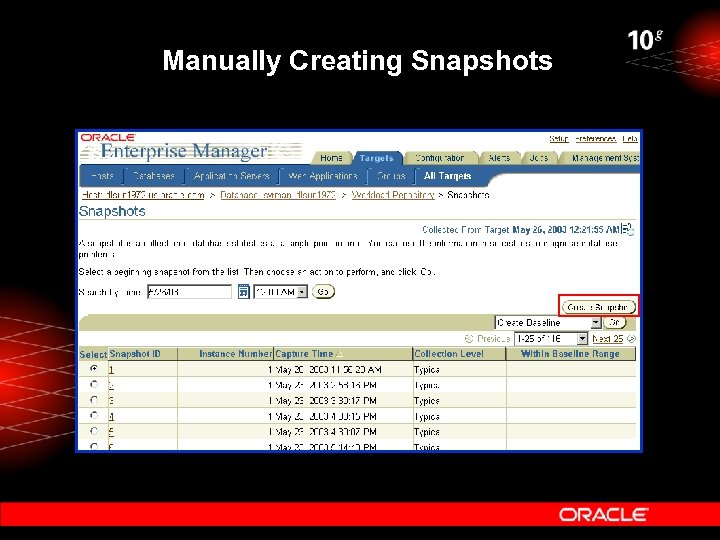 Manually Creating Snapshots 