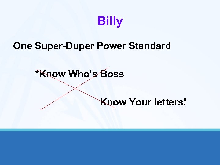 Billy One Super-Duper Power Standard *Know Who’s Boss Know Your letters! 