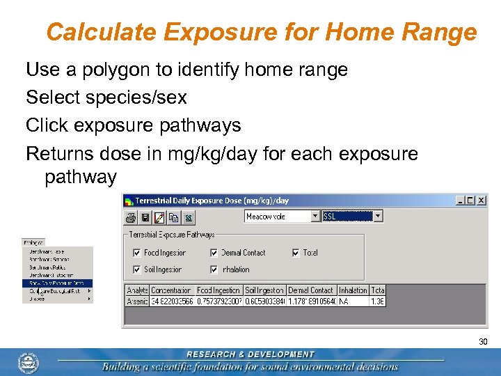 Calculate Exposure for Home Range Use a polygon to identify home range Select species/sex