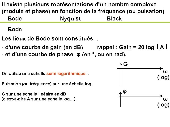 Il existe plusieurs représentations d'un nombre complexe (module et phase) en fonction de la