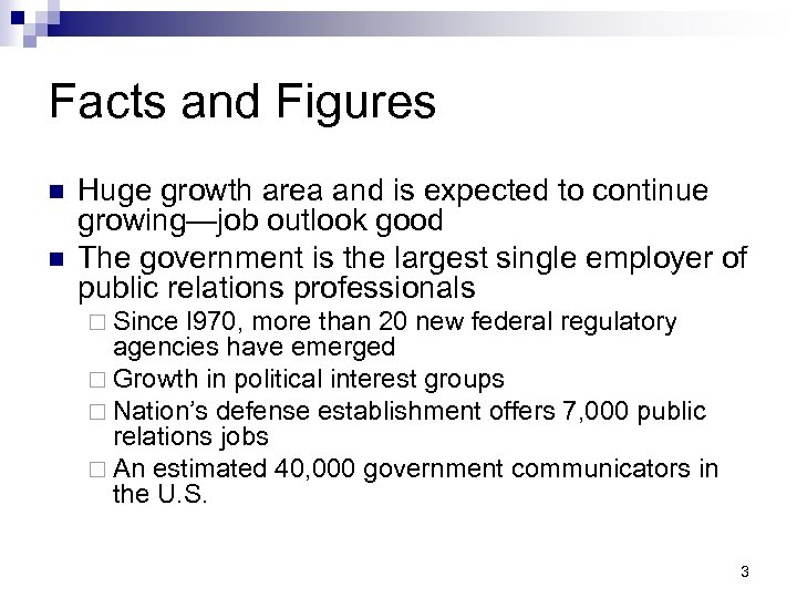 Facts and Figures n n Huge growth area and is expected to continue growing—job