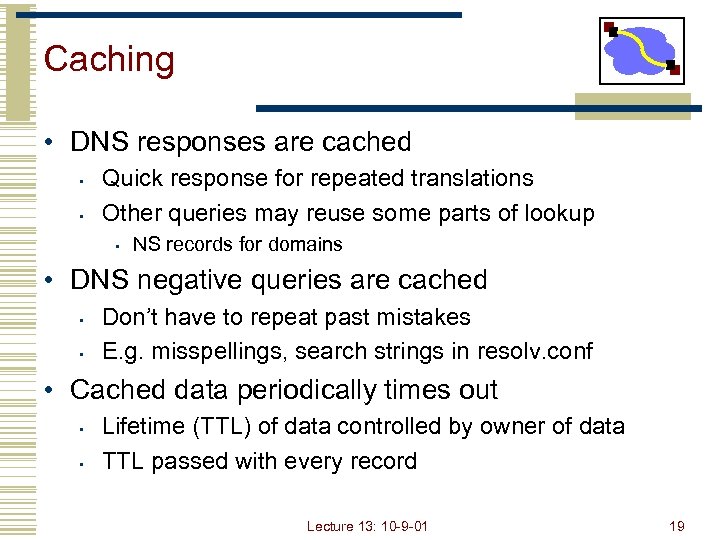 Caching • DNS responses are cached • • Quick response for repeated translations Other