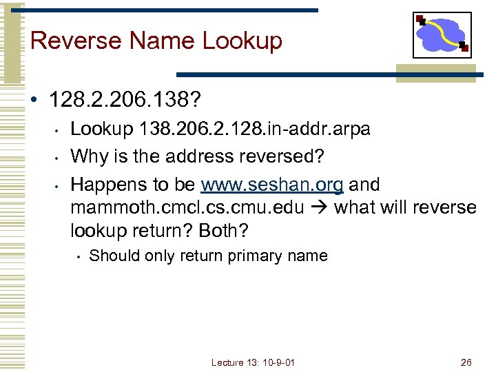 Reverse Name Lookup • 128. 2. 206. 138? • • • Lookup 138. 206.