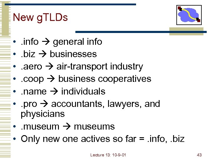 New g. TLDs • • • . info general info. biz businesses. aero air-transport