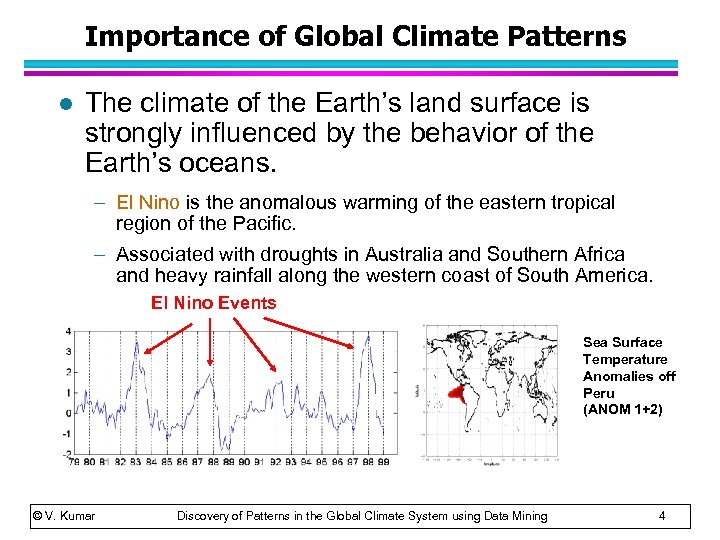 Importance of Global Climate Patterns l The climate of the Earth’s land surface is