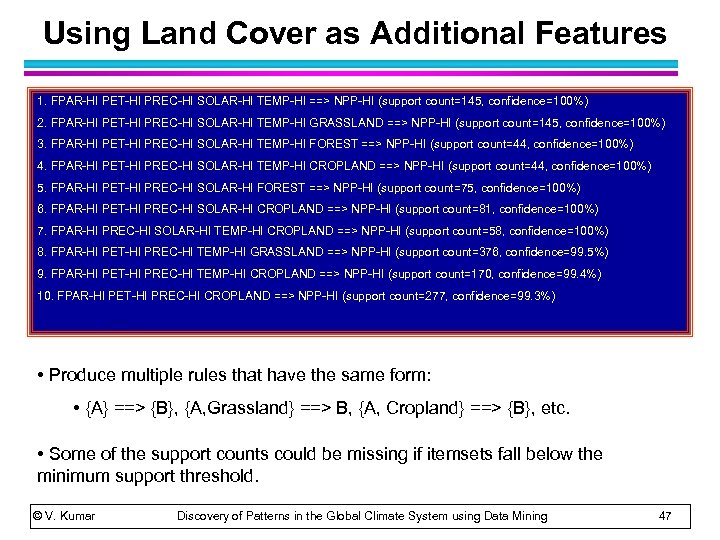 Using Land Cover as Additional Features 1. FPAR-HI PET-HI PREC-HI SOLAR-HI TEMP-HI ==> NPP-HI