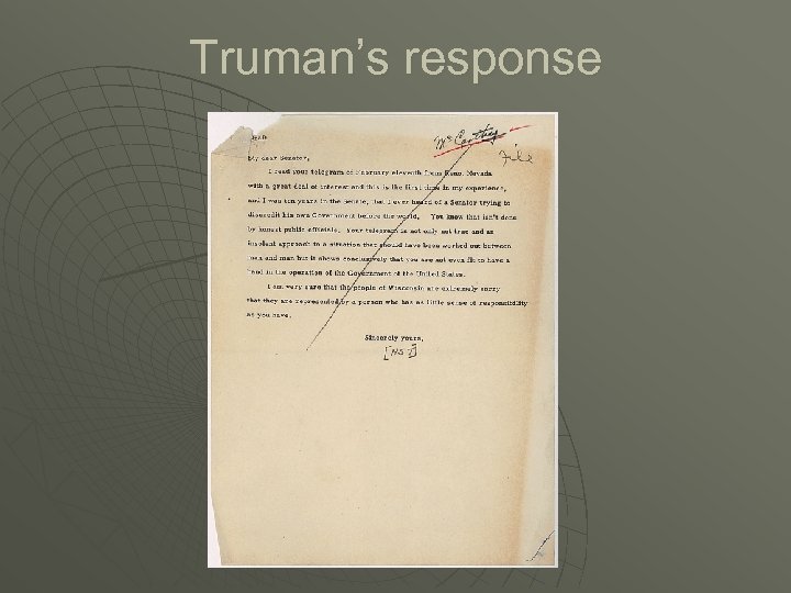 Truman’s response 