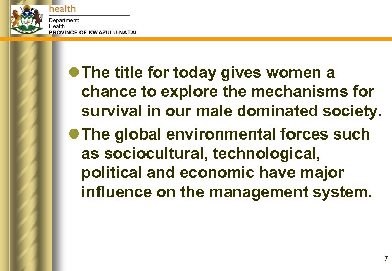 l The title for today gives women a chance to explore the mechanisms for