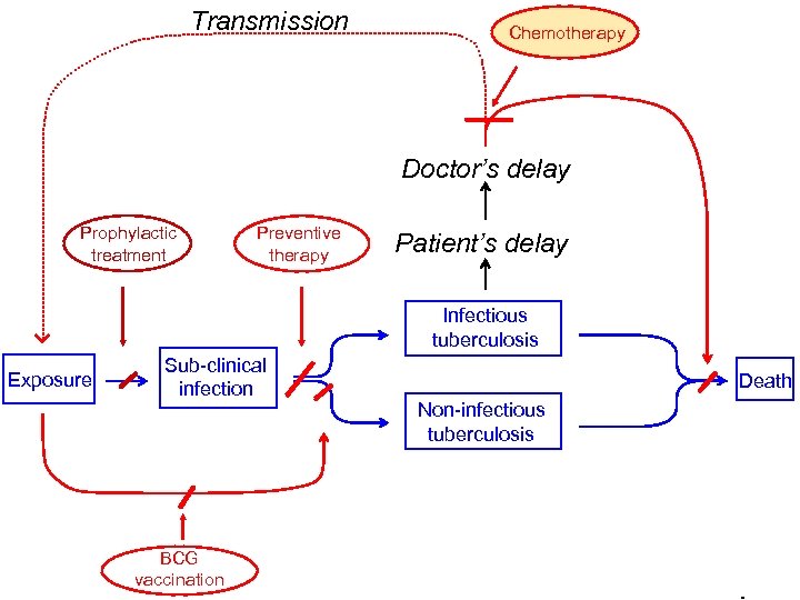 Transmission Chemotherapy Doctor’s delay Prophylactic treatment Preventive therapy Patient’s delay Infectious tuberculosis Exposure Sub-clinical