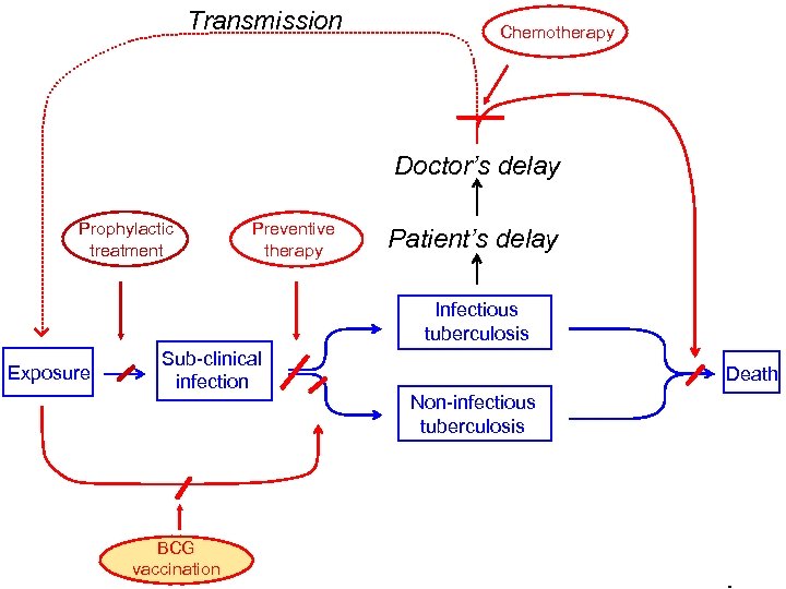 Transmission Chemotherapy Doctor’s delay Prophylactic treatment Preventive therapy Patient’s delay Infectious tuberculosis Exposure Sub-clinical