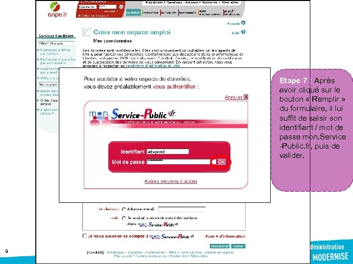 adupond ***** 9 Etape 7 : Après avoir cliqué sur le bouton « Remplir