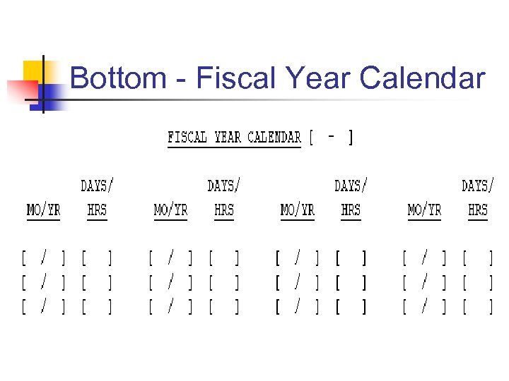 Bottom - Fiscal Year Calendar 