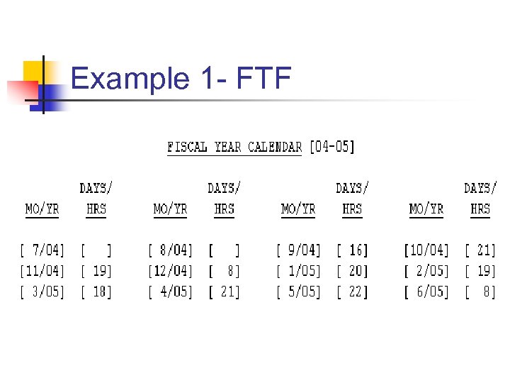 Example 1 - FTF 