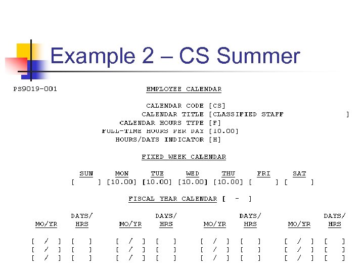 Example 2 – CS Summer 