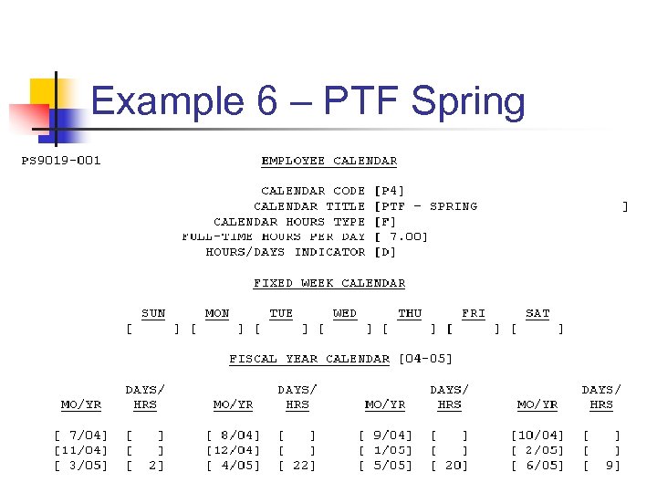 Example 6 – PTF Spring 