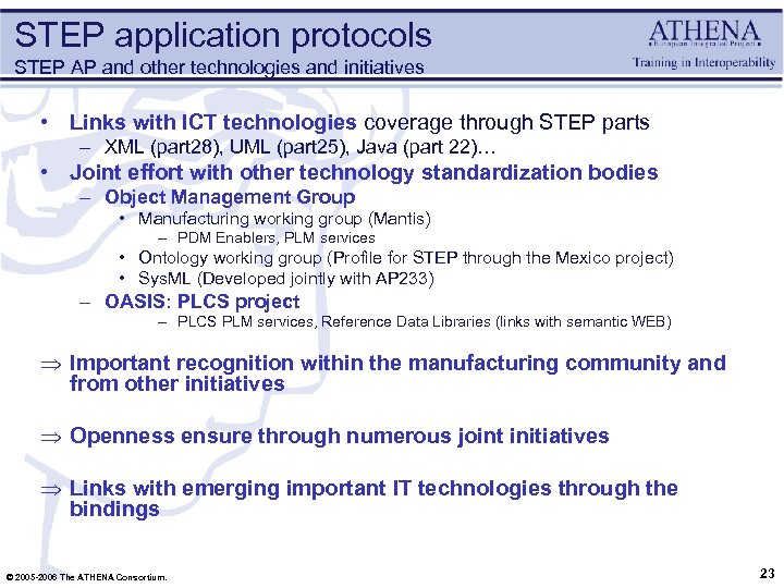 STEP application protocols STEP AP and other technologies and initiatives • Links with ICT