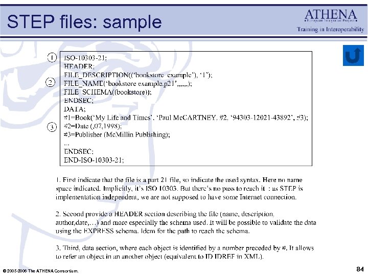 STEP files: sample © 2005 -2006 The ATHENA Consortium. 84 