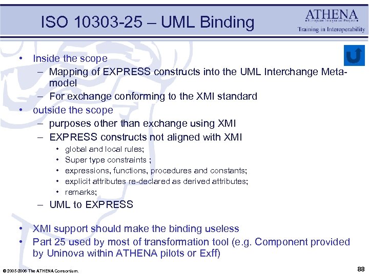 ISO 10303 -25 – UML Binding • Inside the scope – Mapping of EXPRESS