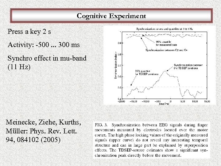 Cognitive Experiment Press a key 2 s Activity: -500. . . 300 ms Synchro