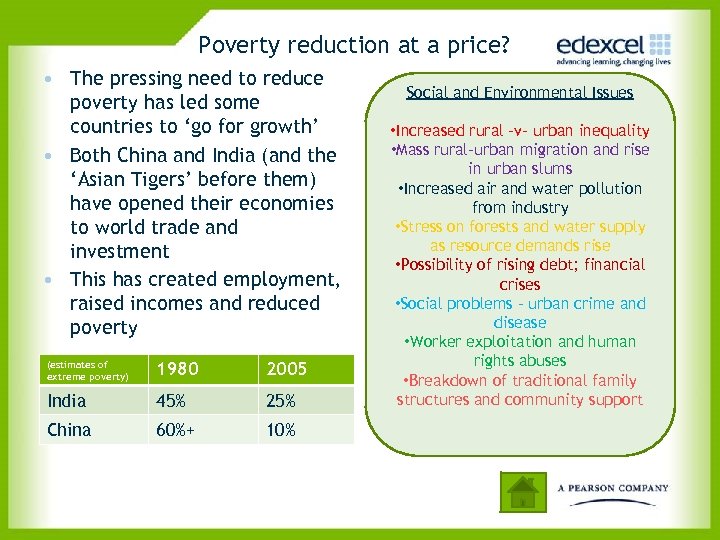 Poverty reduction at a price? • The pressing need to reduce poverty has led