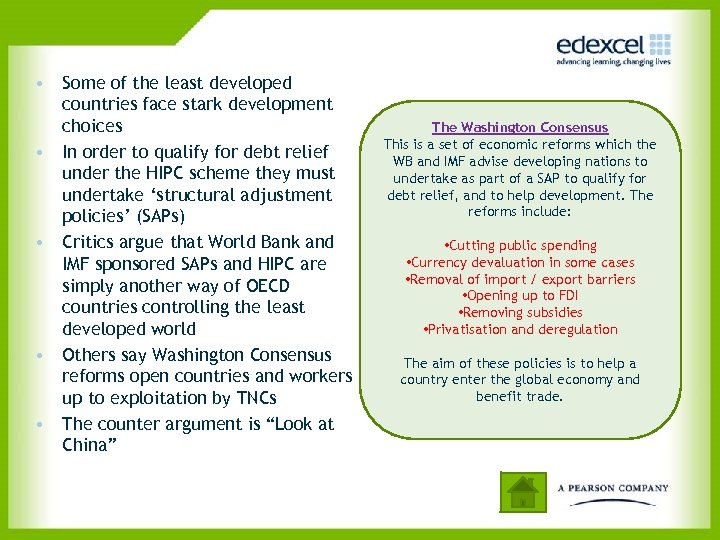  • Some of the least developed countries face stark development choices • In